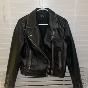 Faux leather moto jacket